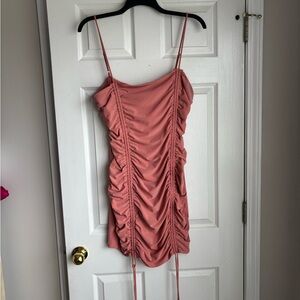 Iris Pink Ruched Mini Dress